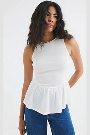 River Island Textured Peplum Racer Top