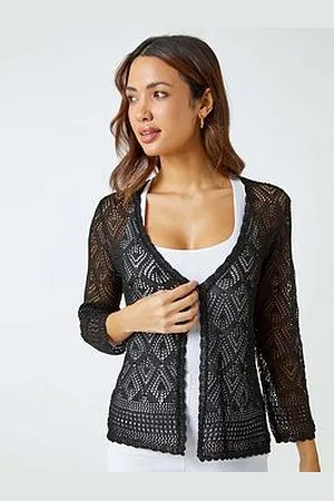 Roman Knitted Crochet Shimmer Shrug