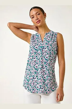 Roman Textured Floral Print Vest Top