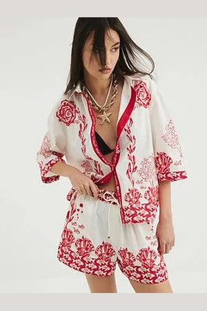 River Island Shell Print Tie Waist Short