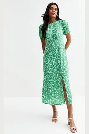 New Look Daisy Print Short Sleeve Midi Tea Dress