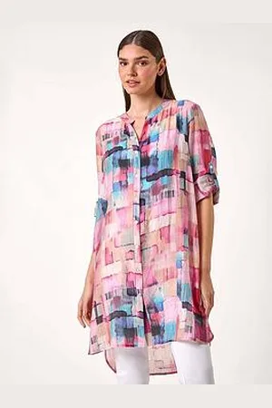 Roman Abstract Print Longline Blouse