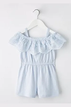 Very Girls Broderie Front Frill Playsuit