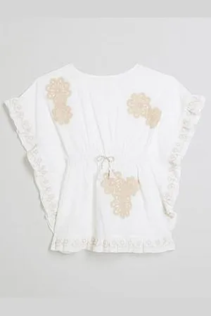 River Island Girls Crochet Floral Kaftan