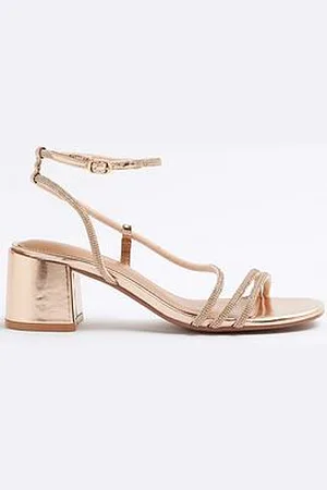 River Island Strappy Block Heel Sandals - Rose