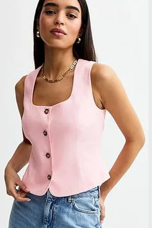 New Look Linen Blend Square Neck Waistcoat
