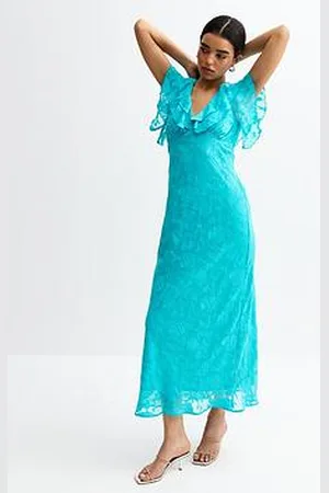 New Look Floral Ruffle Trimmed Midi Dress - Bright