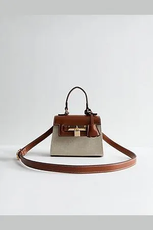 New Look Talia Faux Leather And Canvas Mini Crossbody Bag