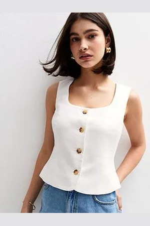 New Look Linen Blend Square Neck Waistcoat