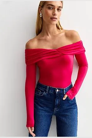 New Look Ruched Bardot Bodysuit - Dark