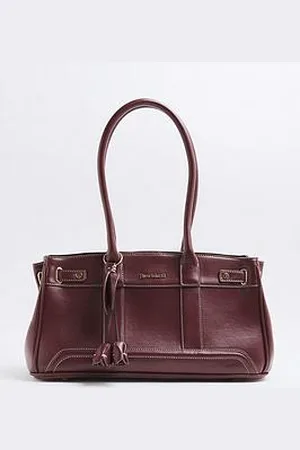 River Island East West Soft Tote - Burgundy
