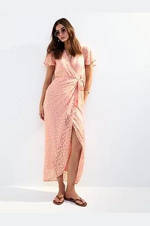 New Look Jacquard Wrap Midi Dress