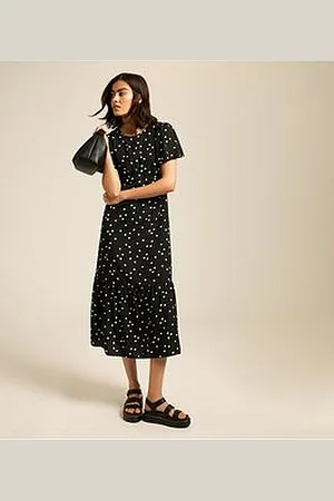 New Look Spot Print Frill Sleeve Midi Dress