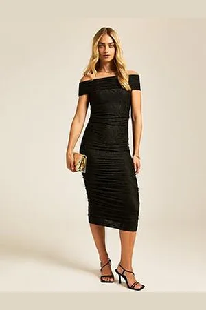 New Look Textured Bardot Midi Dress