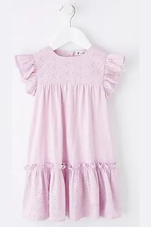 Very Girls Slub Jersey Broderie Trim Dress