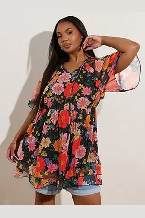 Yours Curve Ruffle Angel Sleeve Dress