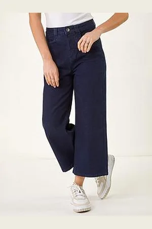 Roman Dusk Denim Pocket Detail Wide Leg Culotte - Indigo