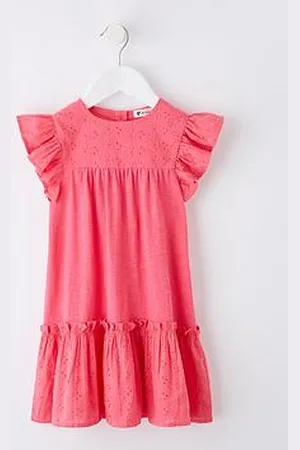 Very Girls Slub Jersey Broderie Trim Dress