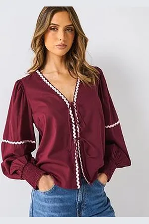 Pieces® Nervia Long Sleeve Tie Top