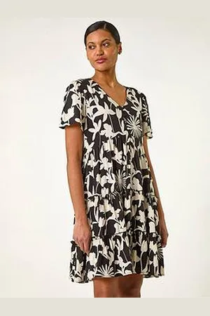 Roman Shadow Floral Tiered Dress