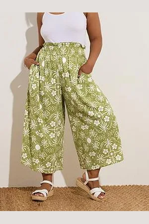 Yours Curve Shirred Crop Trouser