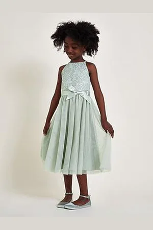 Monsoon Girls Lacey Sequin Truth Dress - Green