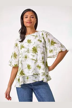 Roman Floral Print Layered Tunic Top