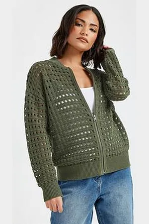 PixieGirl Petite Crochet Zip Bomber Jacket