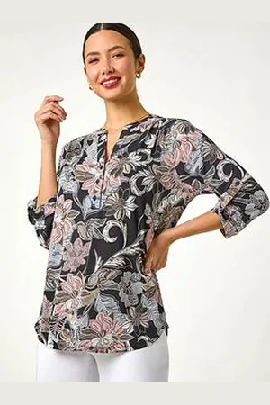 Roman Floral Print Pleated Shirt
