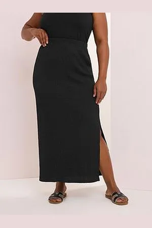Yours Curve Textured Side Split Skirt