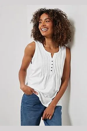 M&Co Sleeveless Cotton Henley Top