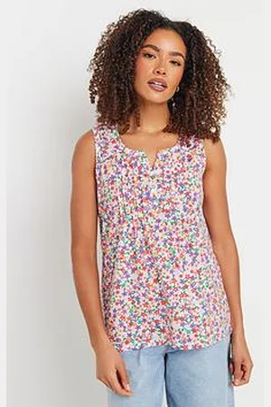 M&Co Sleeveless Cotton Henley Top - Pink