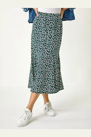 Roman Floral Print Panel Skirt