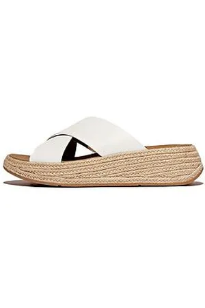 FitFlop F-Mode Espadrille Leather Flatform Cross Slides - Urban