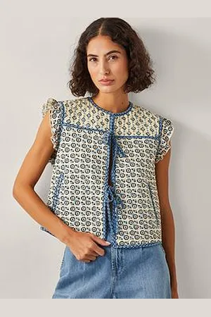 Monsoon Judy Geo Quilt Gilet - Ivory