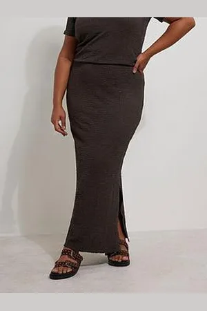 Yours Curve Textured Side Split Skirt