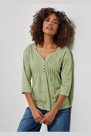 M&Co 3/4 Sleeve Henley Top