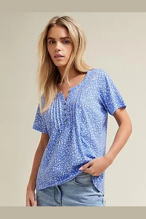 M&Co Petite Short Sleeve Henley Top