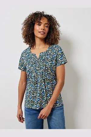 M&Co Short Sleeve Cotton Henley Top