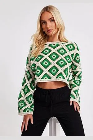 Quiz Crochet Geometric Crop Top