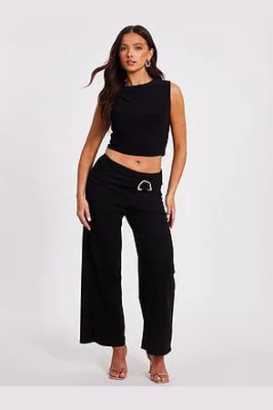 Quiz Petite Tie Waist Palazzo Trousers