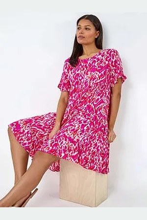 Roman Abstract Print Tiered Smock Dress