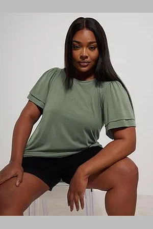 Yours Curve Double Frill Angel Sleeve Top