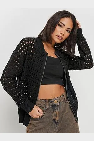 PixieGirl Petite Crochet Zip Bomber Jacket