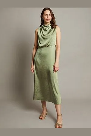 Monsoon Livia Satin Cowl Halter Midi Dress
