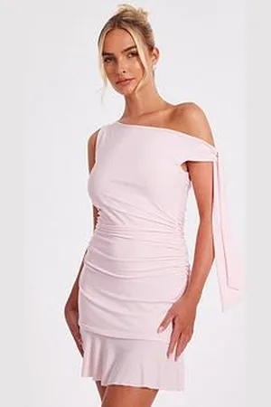 Quiz Baby Pink Asymmetric Mini Dress