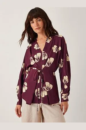 Monsoon Roz Floral Top - Burgundy