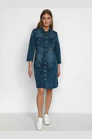 Cream Uniform Denim Dress