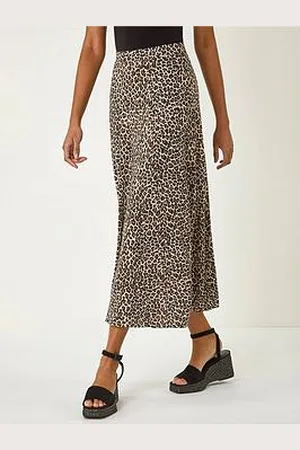 Roman Animal Print Stretch Midi Skirt