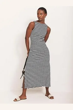 mint&berry Stripe Jersey Ribbed Dress